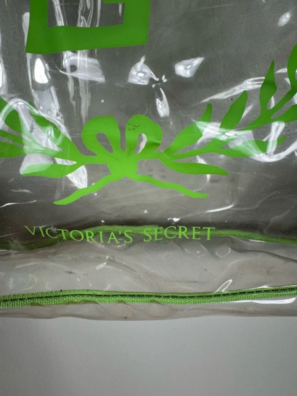 Vintage Y2K Victorias Secret PINK Monogram Green Clear Bag Tote Stadium 90s Logo